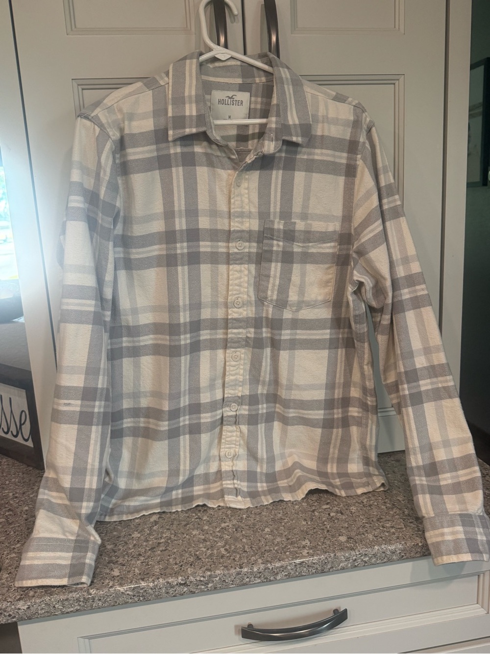 Hollister Plaid Button-Down Shirt - Gray & Cream
